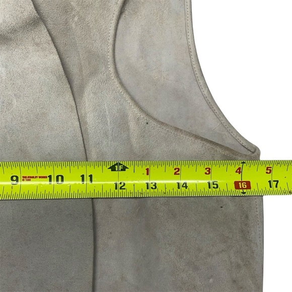 Vintage Authentic Suede Leather Fringe Cowboy Vest Off White One Size - Picture 10 of 12